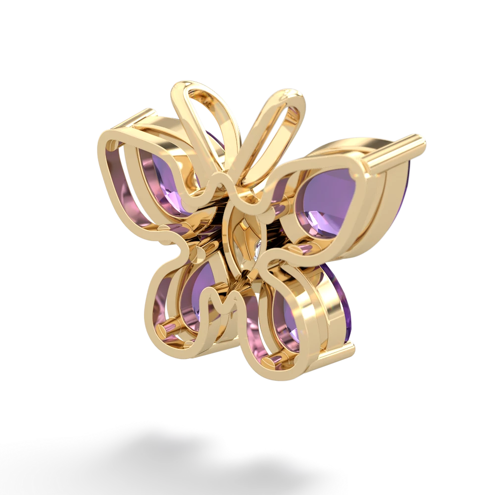 Amethyst Butterfly 14K Yellow Gold pendant P2215