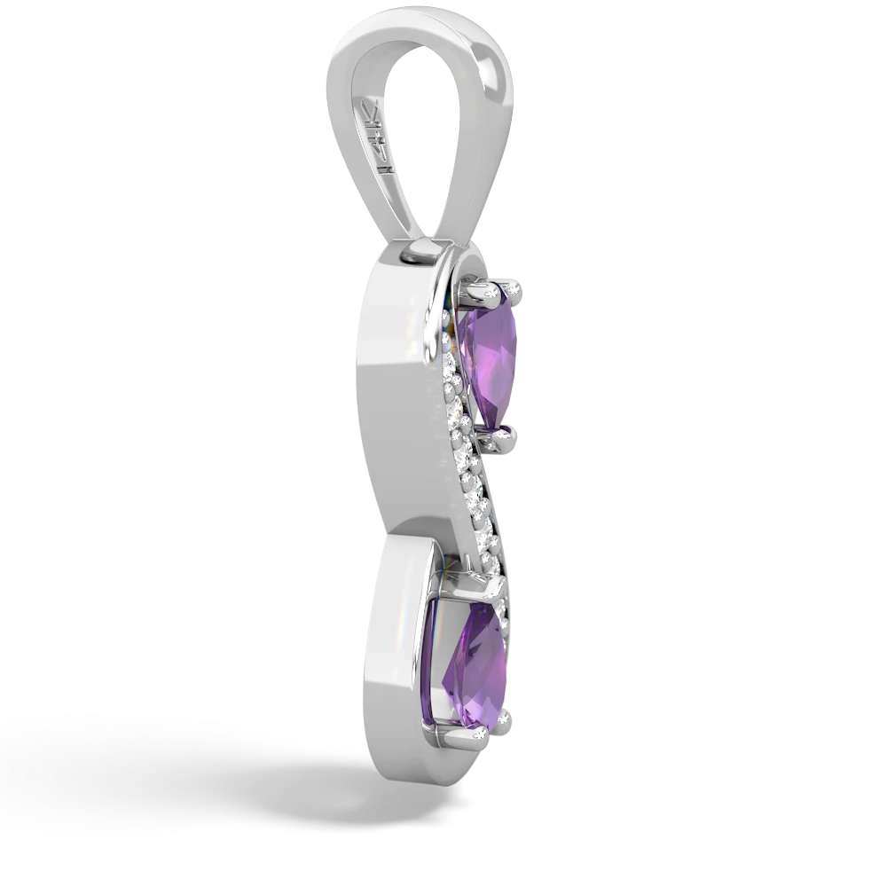 Amethyst Diamond Infinity 14K White Gold pendant P5390