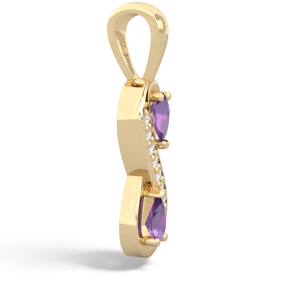 Amethyst Diamond Infinity 14K Yellow Gold pendant P5390