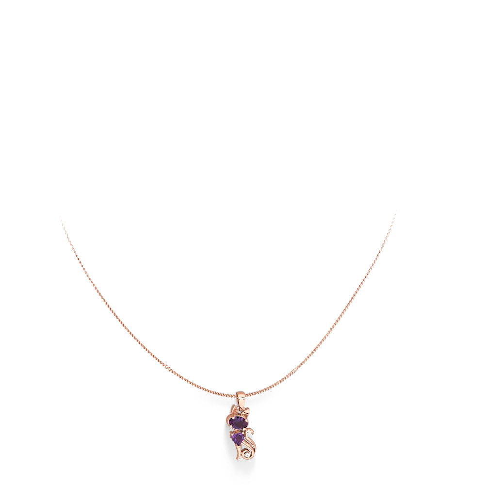 Amethyst Kitten 14K Rose Gold pendant P5780