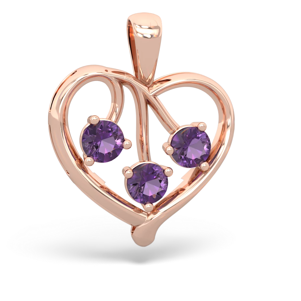 White Topaz Glowing Heart 14K Rose Gold pendant P2233