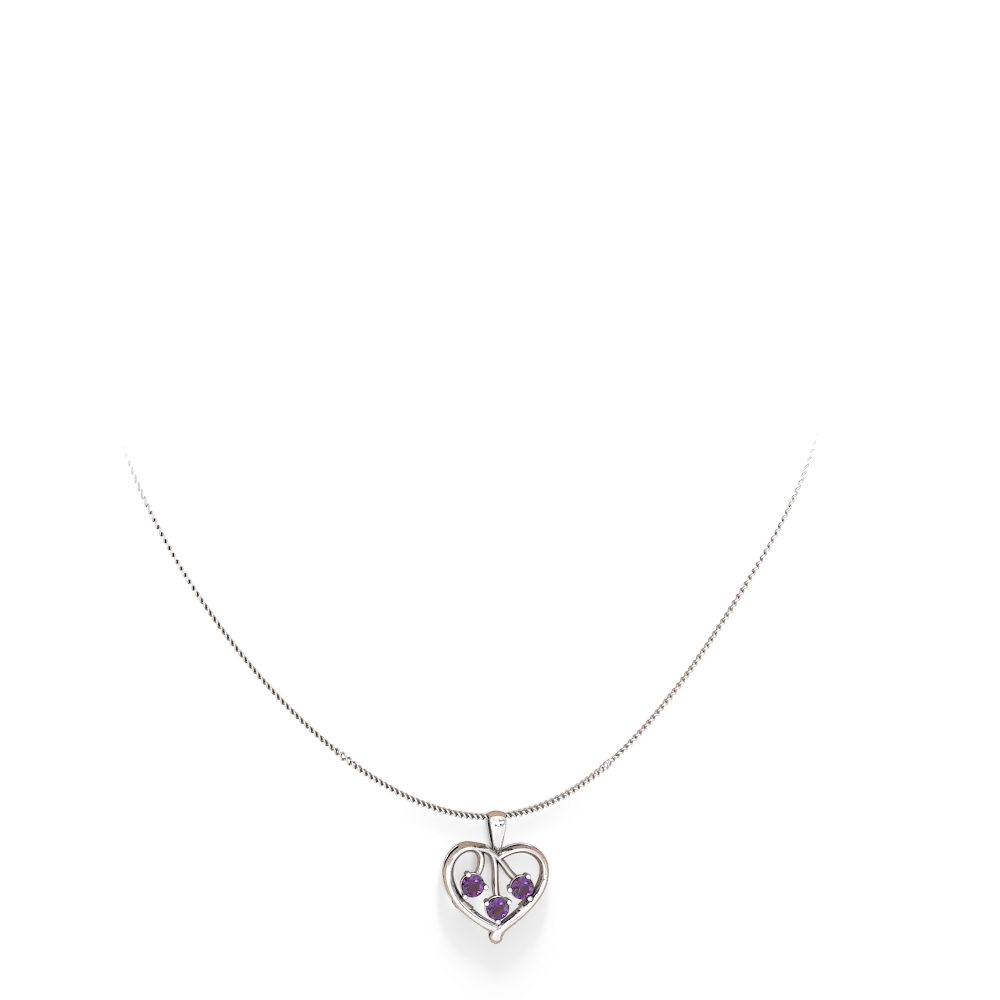 Amethyst Glowing Heart 14K White Gold pendant P2233