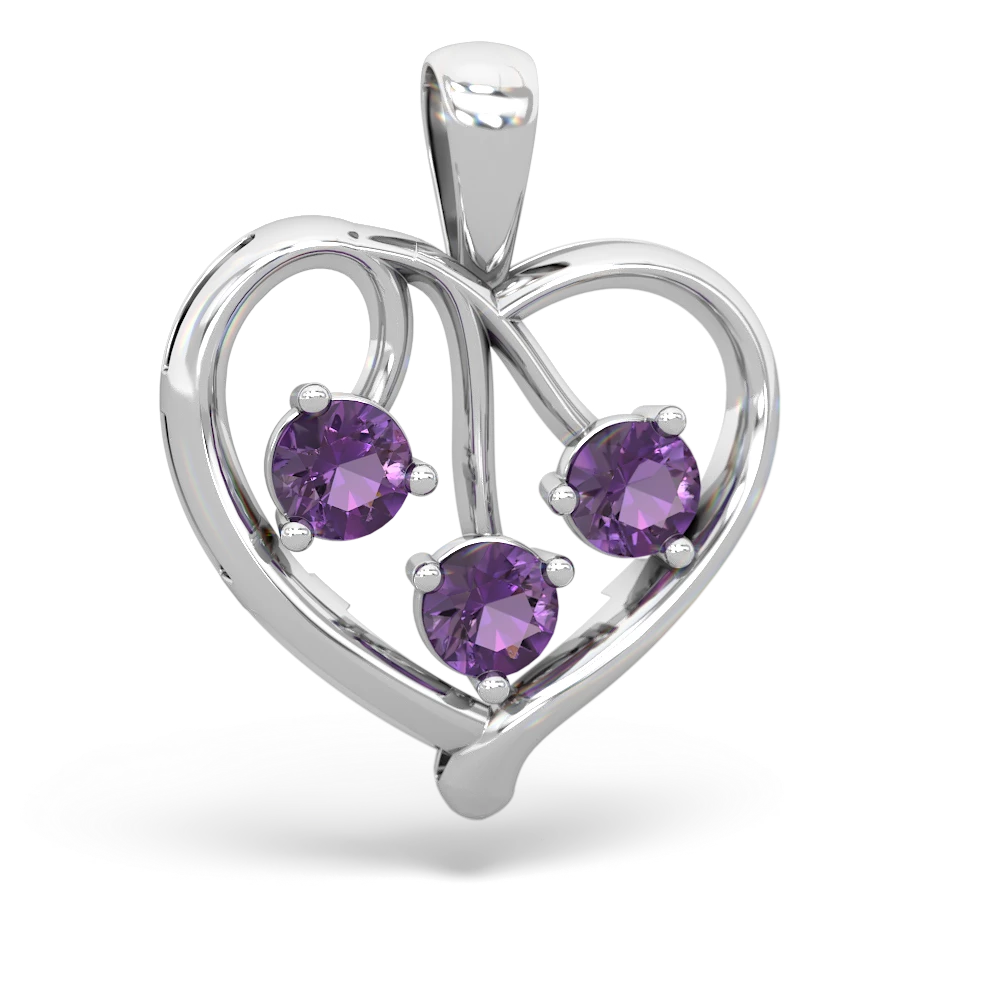 Amethyst Glowing Heart 14K White Gold pendant P2233