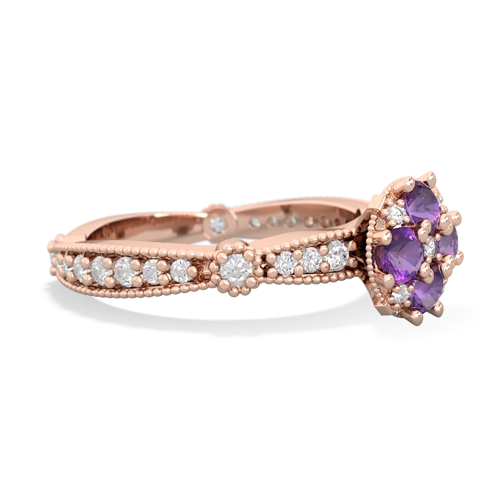 Amethyst Sparkling Tiara Cluster 14K Rose Gold ring R26293RD