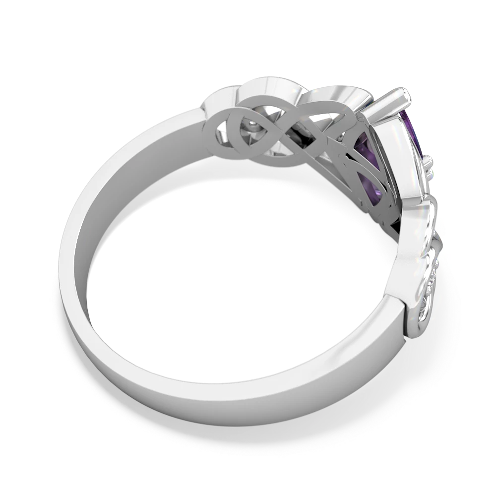 Amethyst Keepsake Celtic Knot 14K White Gold ring R5300