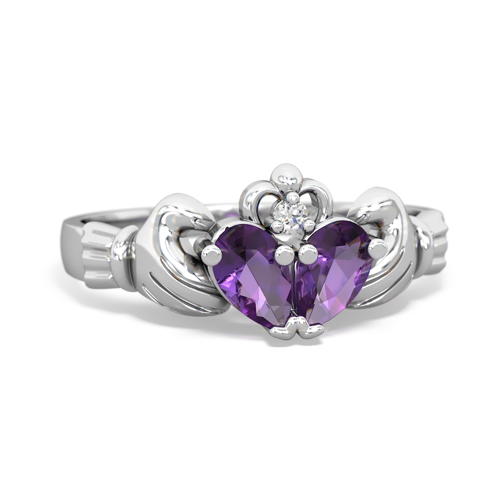 Amethyst 'Our Heart' Claddagh 14K White Gold ring R2388