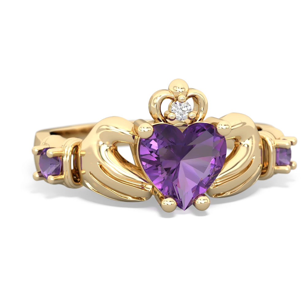 Lab Sapphire Claddagh Keepsake 14K Yellow Gold ring R5245