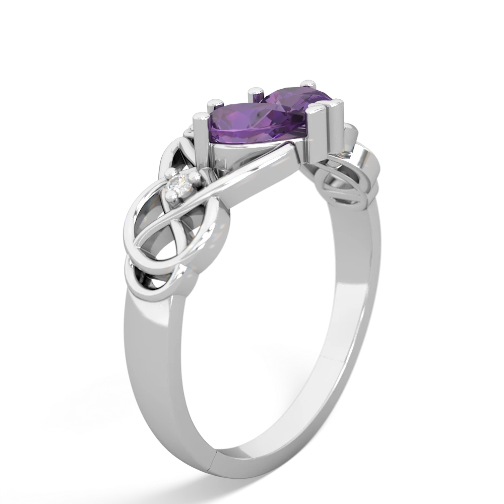 Amethyst 'One Heart' Celtic Knot Claddagh 14K White Gold ring R5322