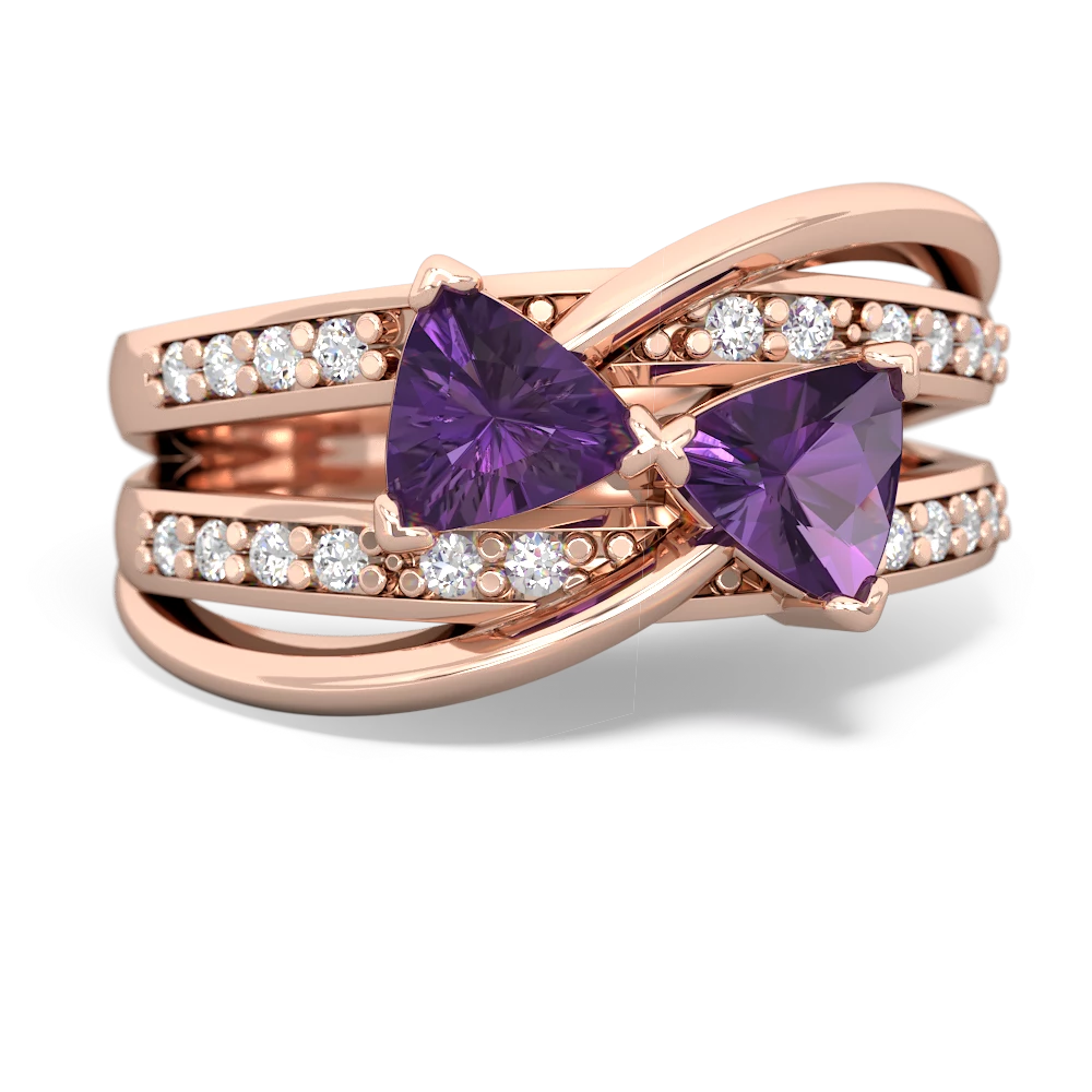 Amethyst Bowtie 14K Rose Gold ring R2360