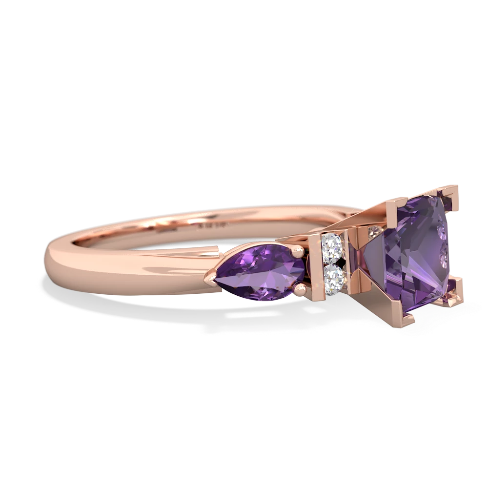 Amethyst 6Mm Princess Eternal Embrace Engagement 14K Rose Gold ring C2002