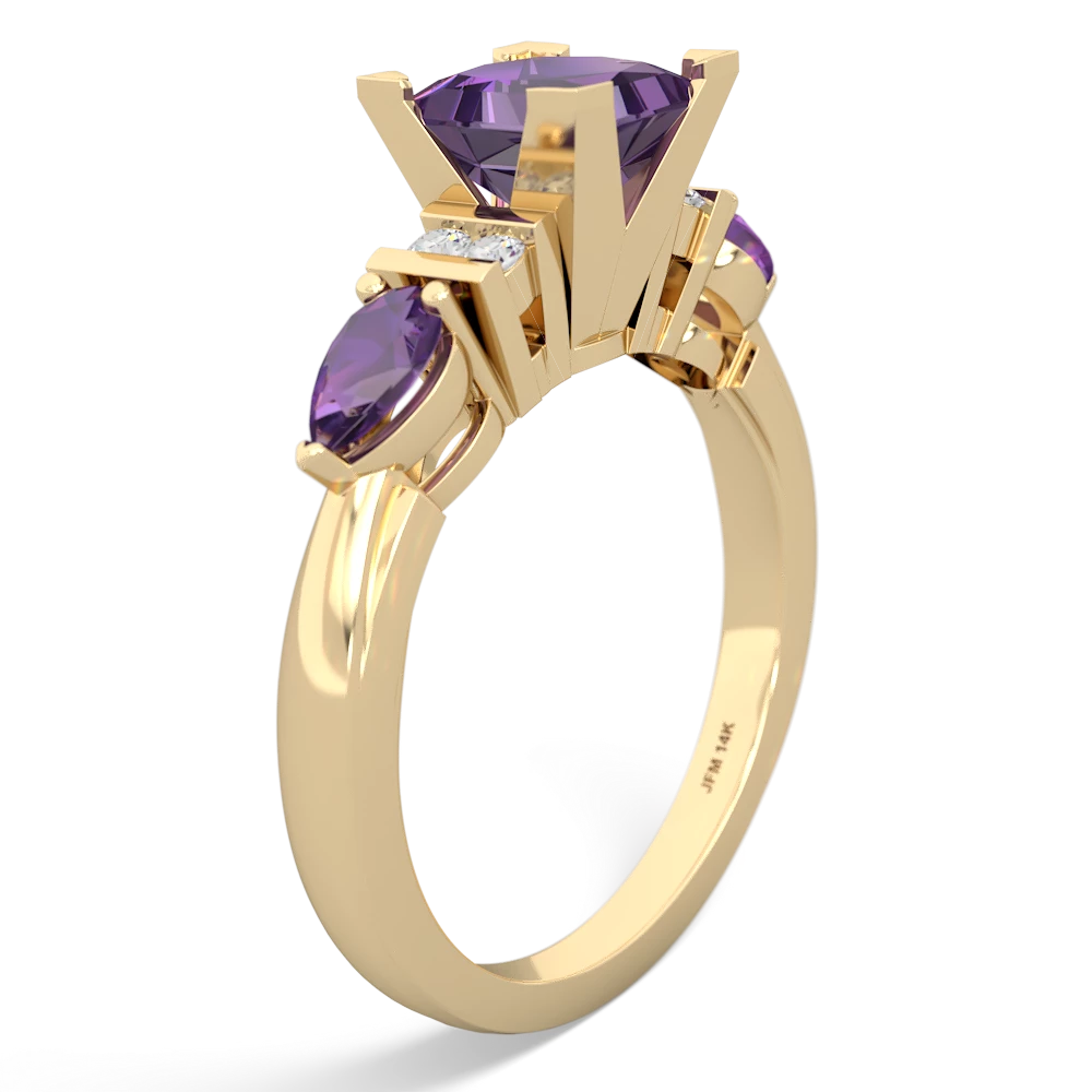 Amethyst 6Mm Princess Eternal Embrace Engagement 14K Yellow Gold ring C2002