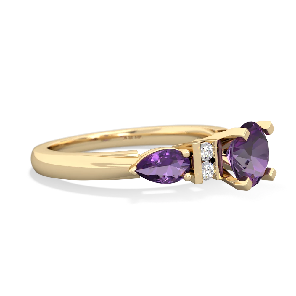 Amethyst 6Mm Round Eternal Embrace Engagement 14K Yellow Gold ring R2005