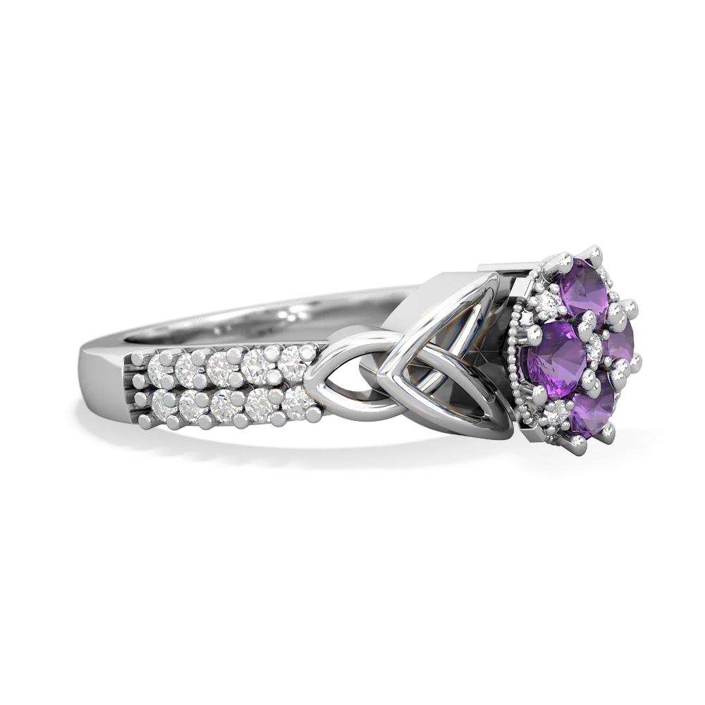 Amethyst Celtic Knot Cluster Engagement 14K White Gold ring R26443RD