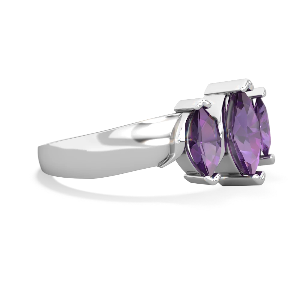 Amethyst Three Peeks 14K White Gold ring R2433