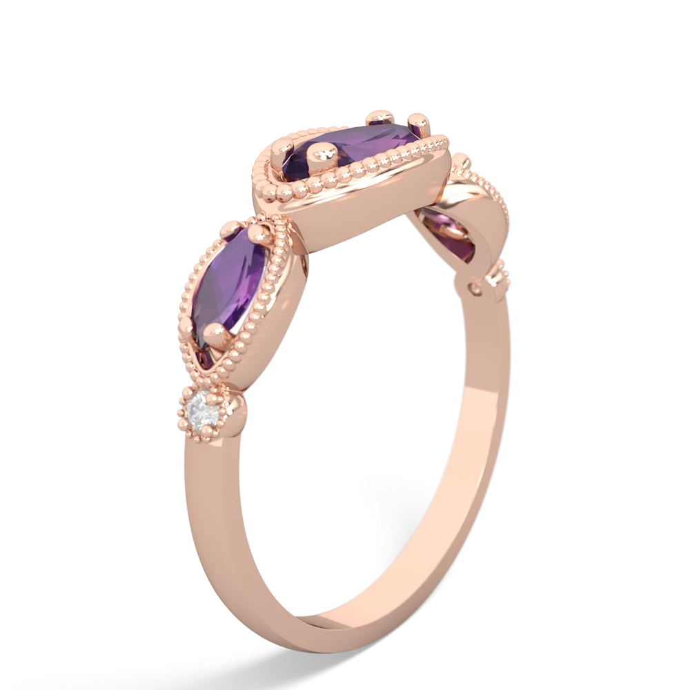 Lab Ruby Milgrain Marquise 14K Rose Gold ring R5700