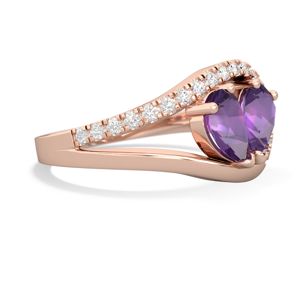 Amethyst Nestled Heart Keepsake 14K Rose Gold ring R5650