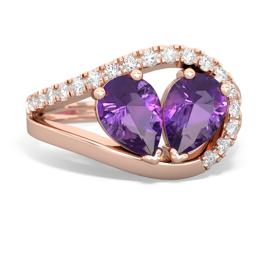 Amethyst Nestled Heart Keepsake 14K Rose Gold ring R5650