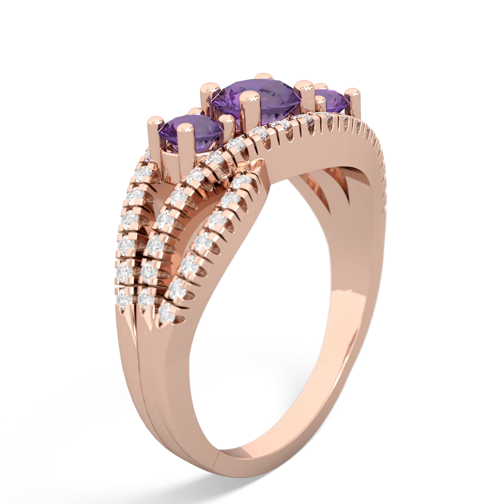 Onyx Three Stone Aurora 14K Rose Gold ring R3080