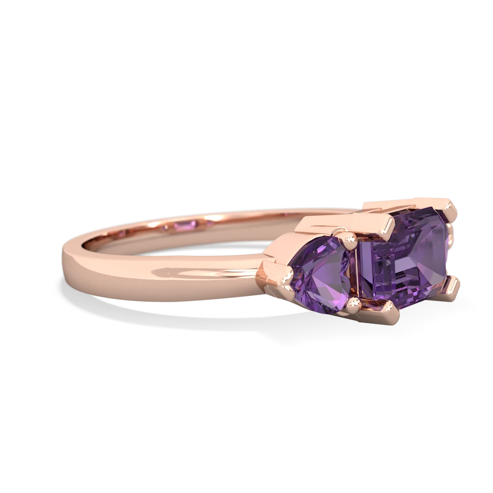 Lab Pink Sapphire Three Stone 14K Rose Gold ring R5235