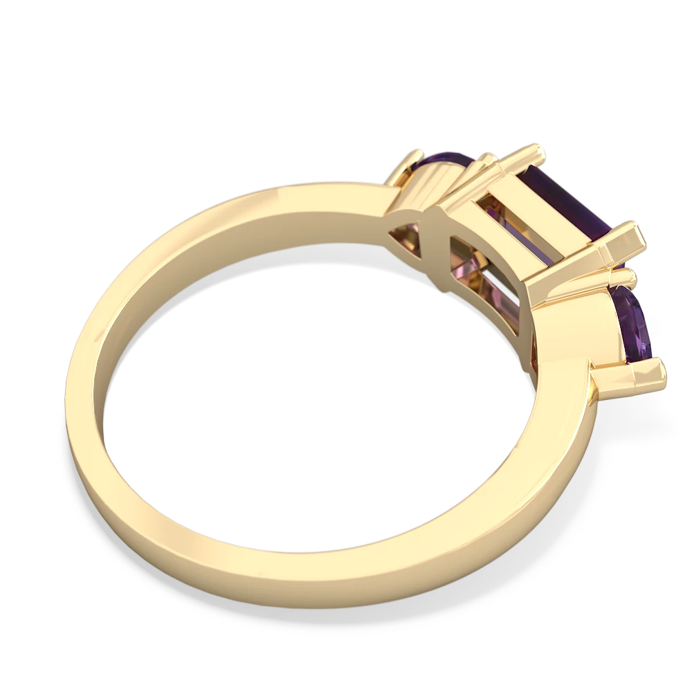 Lab Pink Sapphire Three Stone 14K Yellow Gold ring R5235