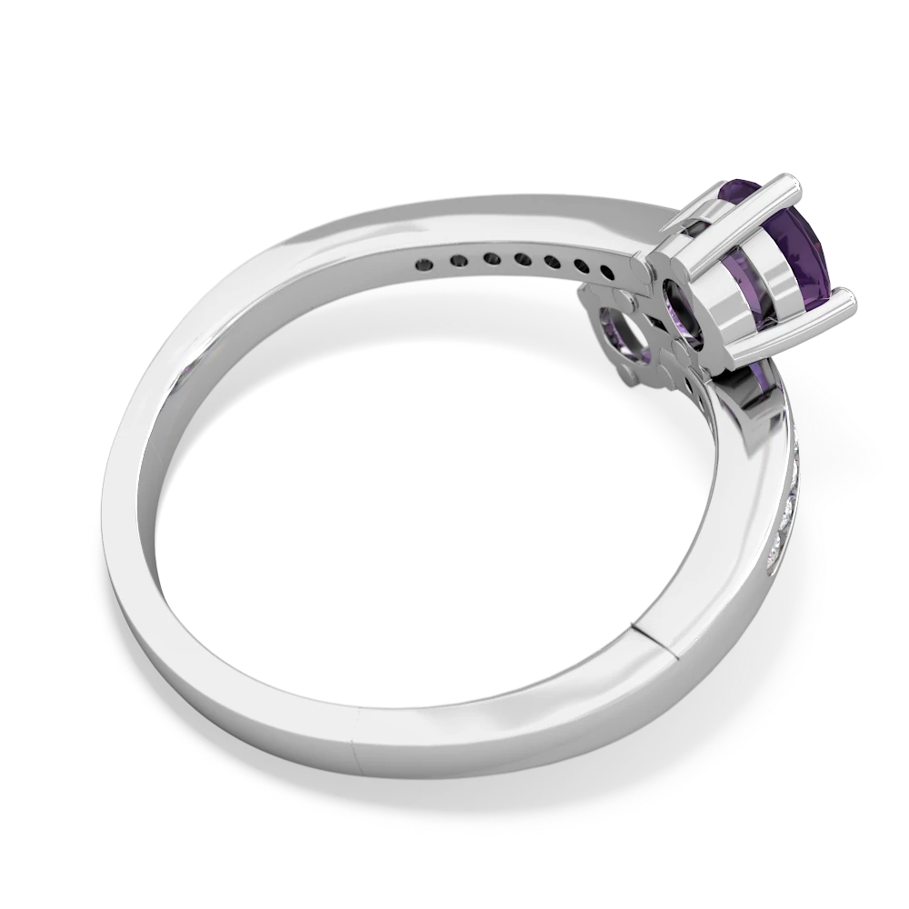 Amethyst Channel Set Two Stone 14K White Gold ring R5303