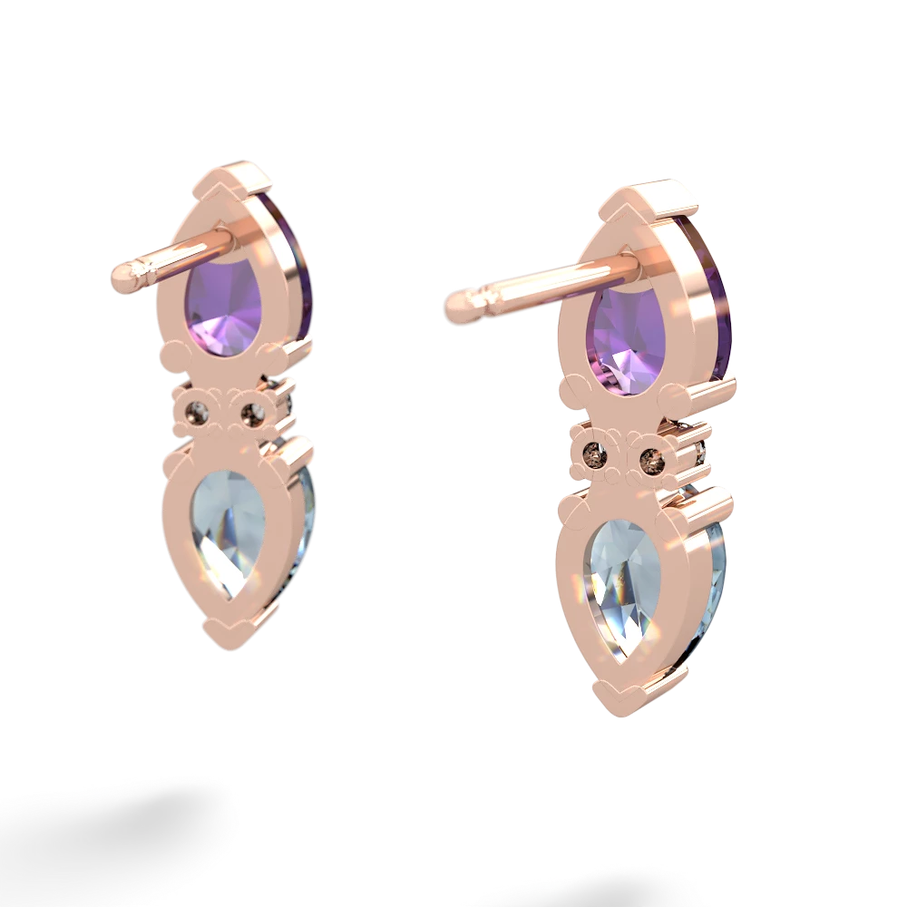 Amethyst Bowtie Drop 14K Rose Gold earrings E0865