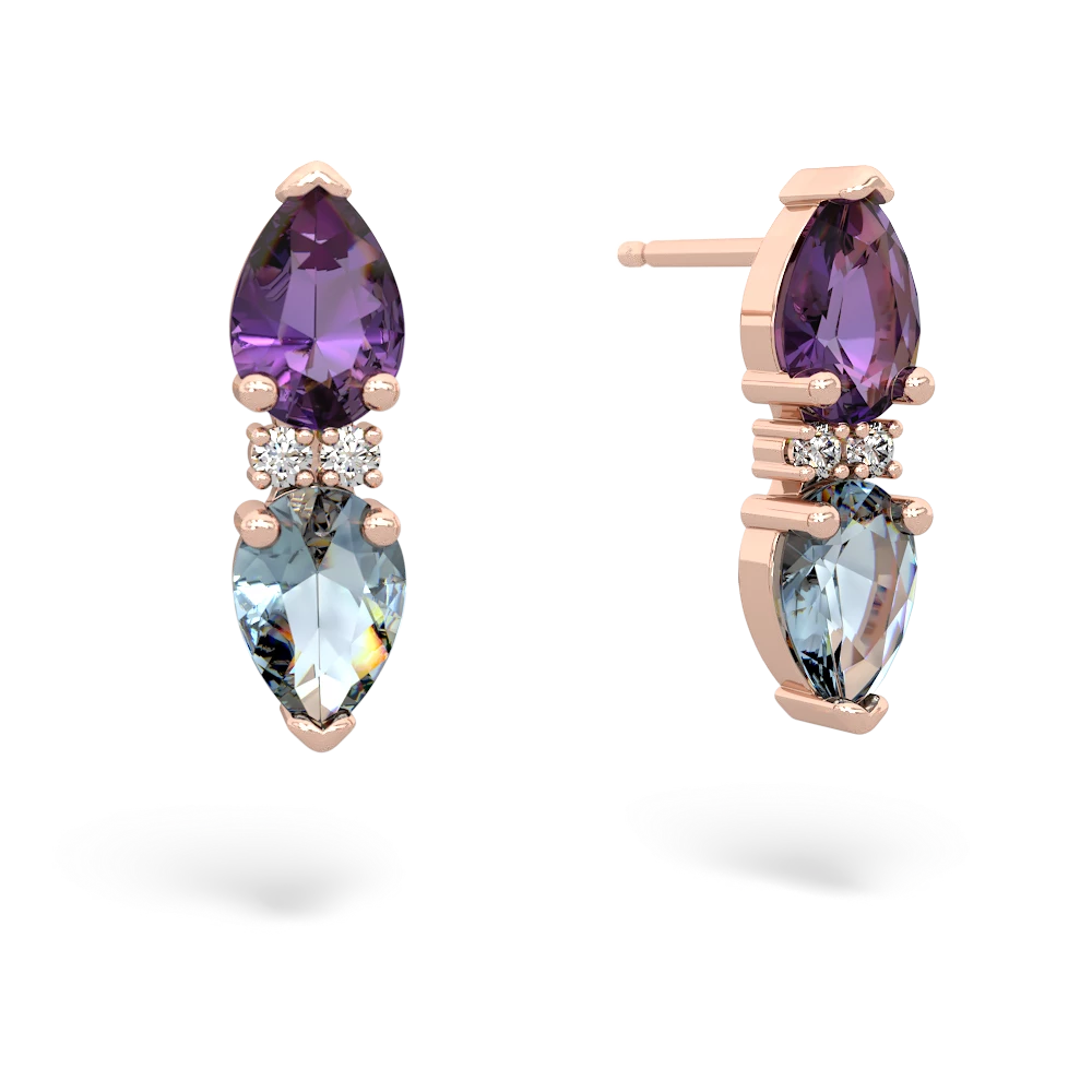 Amethyst Bowtie Drop 14K Rose Gold earrings E0865