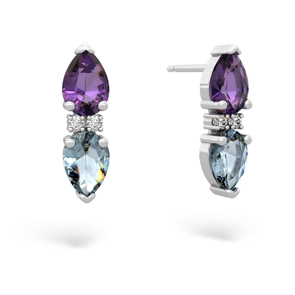 Amethyst Bowtie Drop 14K White Gold earrings E0865