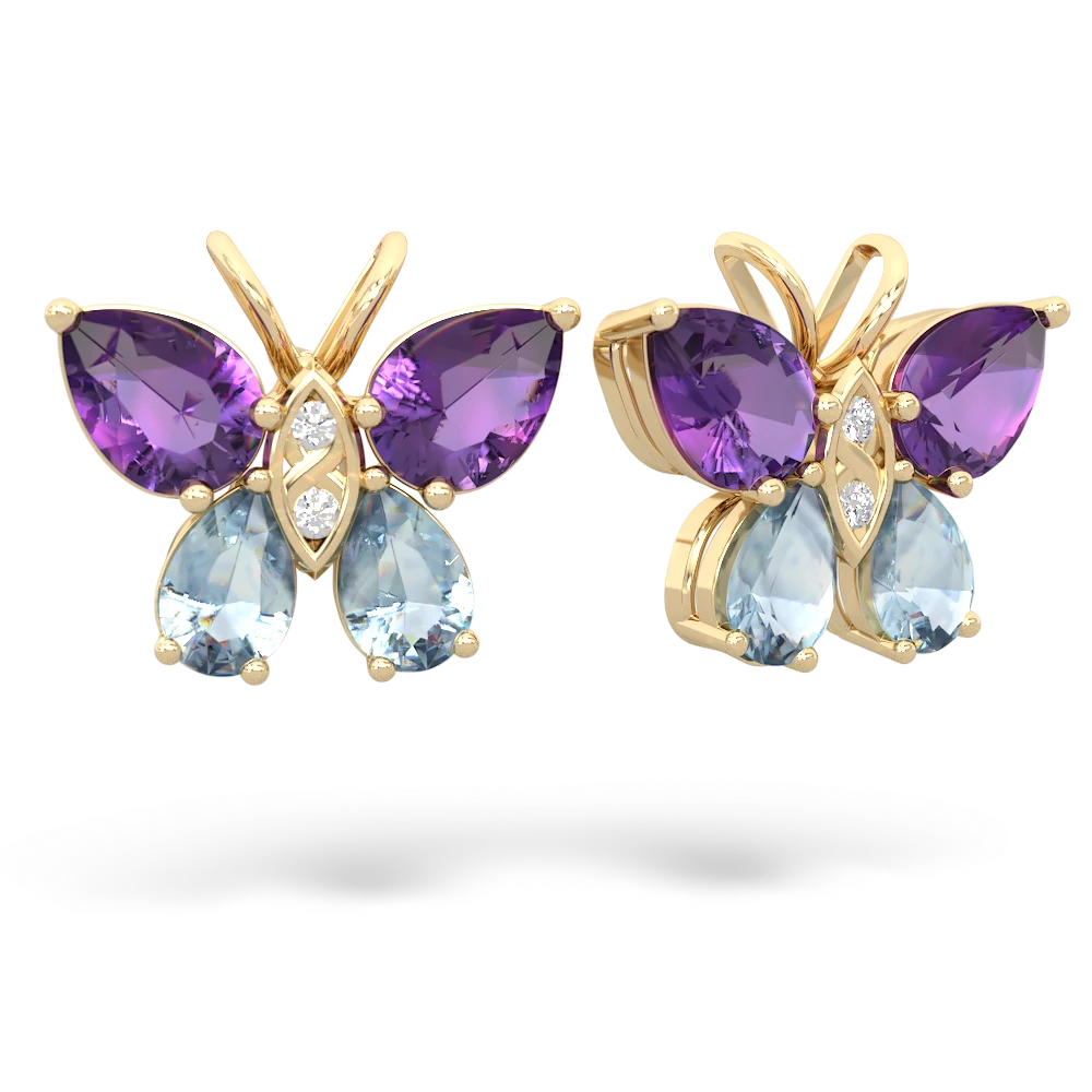 Amethyst Butterfly 14K Yellow Gold earrings E2215