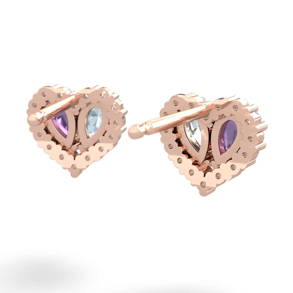 Amethyst Halo 14K Rose Gold earrings E7008