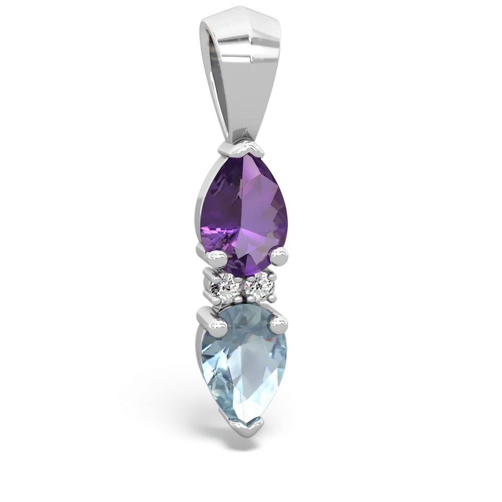 Amethyst Bowtie Drop 14K White Gold pendant P0865