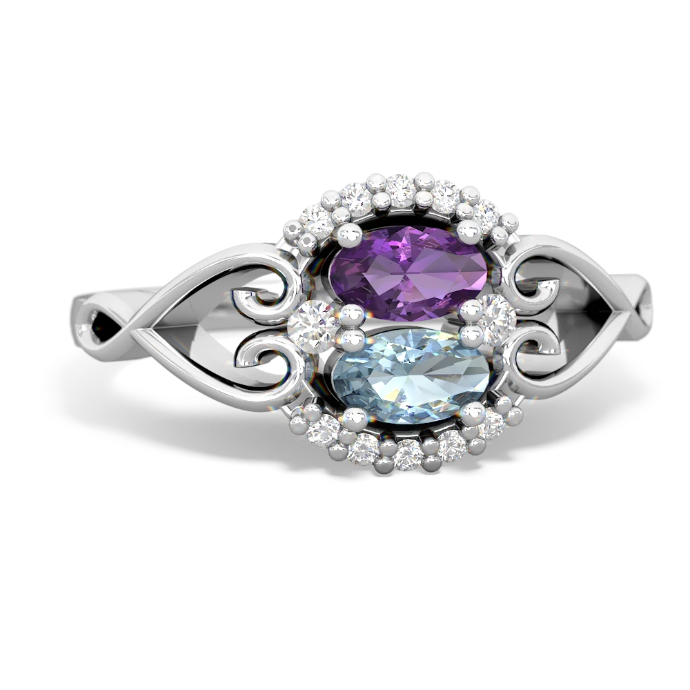 Amethyst Love Nest 14K White Gold ring R5860