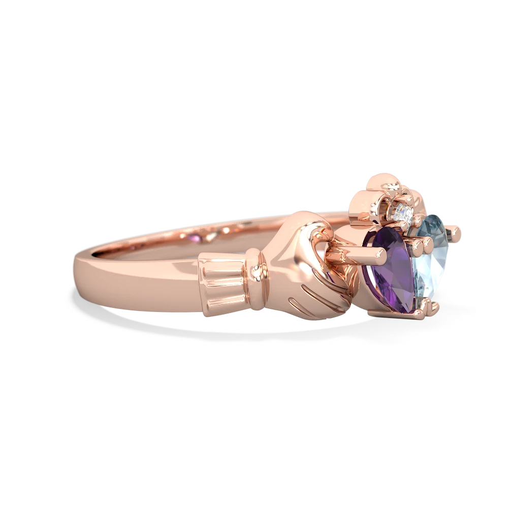 Amethyst 'Our Heart' Claddagh 14K Rose Gold ring R2388