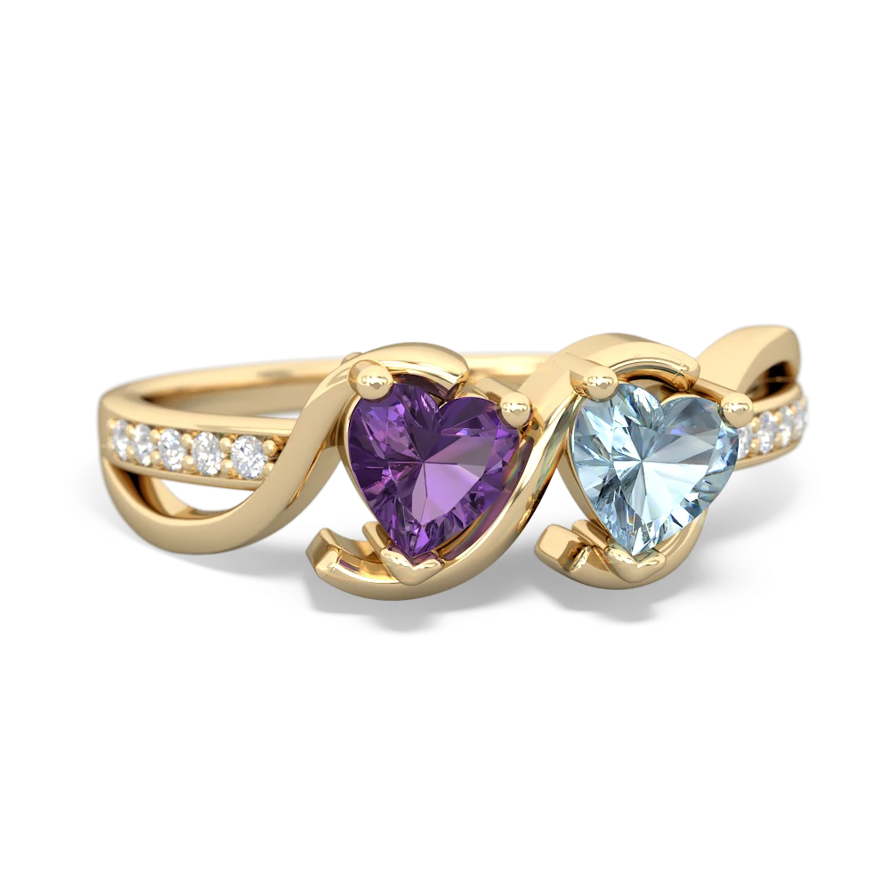 Amethyst Side By Side 14K Yellow Gold ring R3090