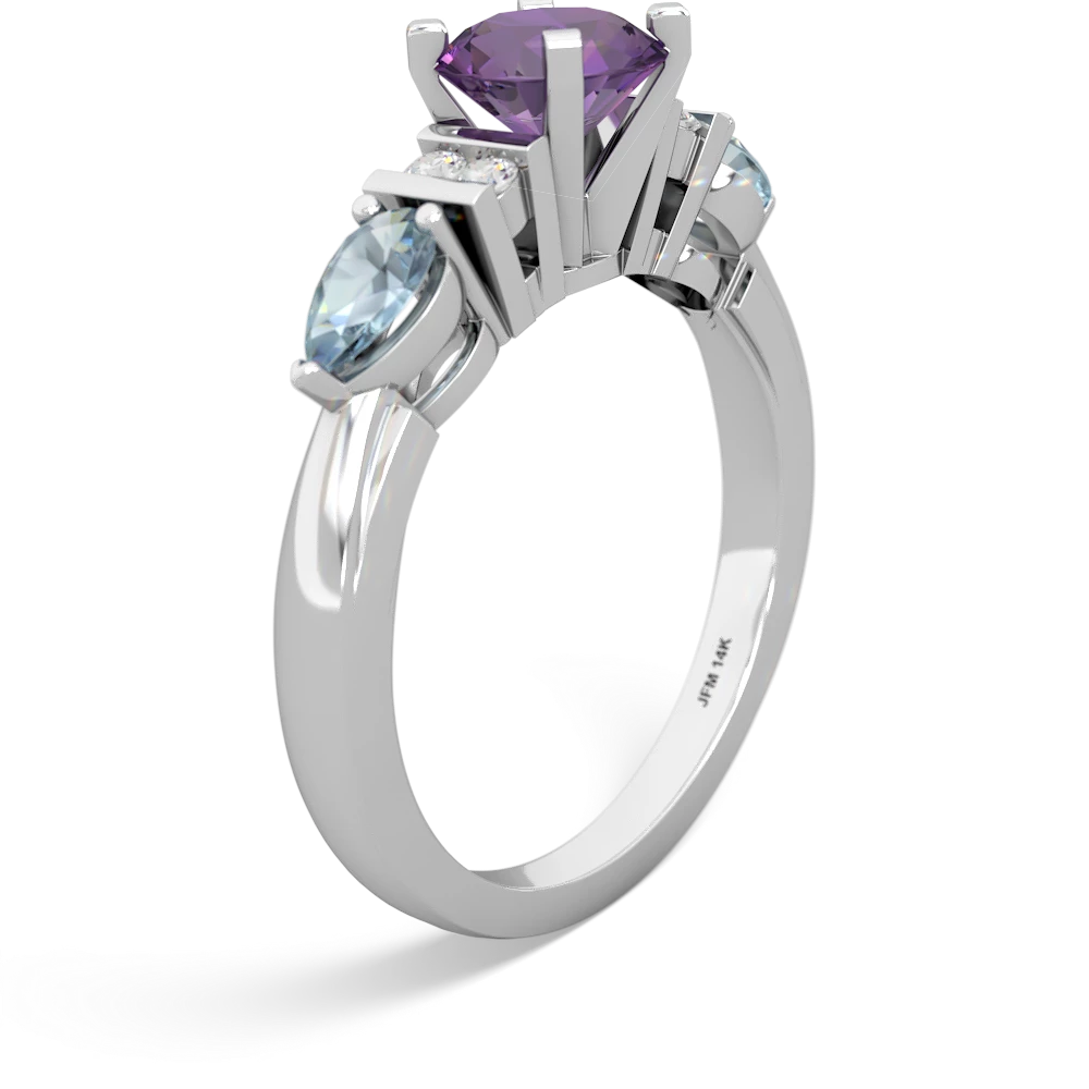 Amethyst 6Mm Round Eternal Embrace Engagement 14K White Gold ring R2005