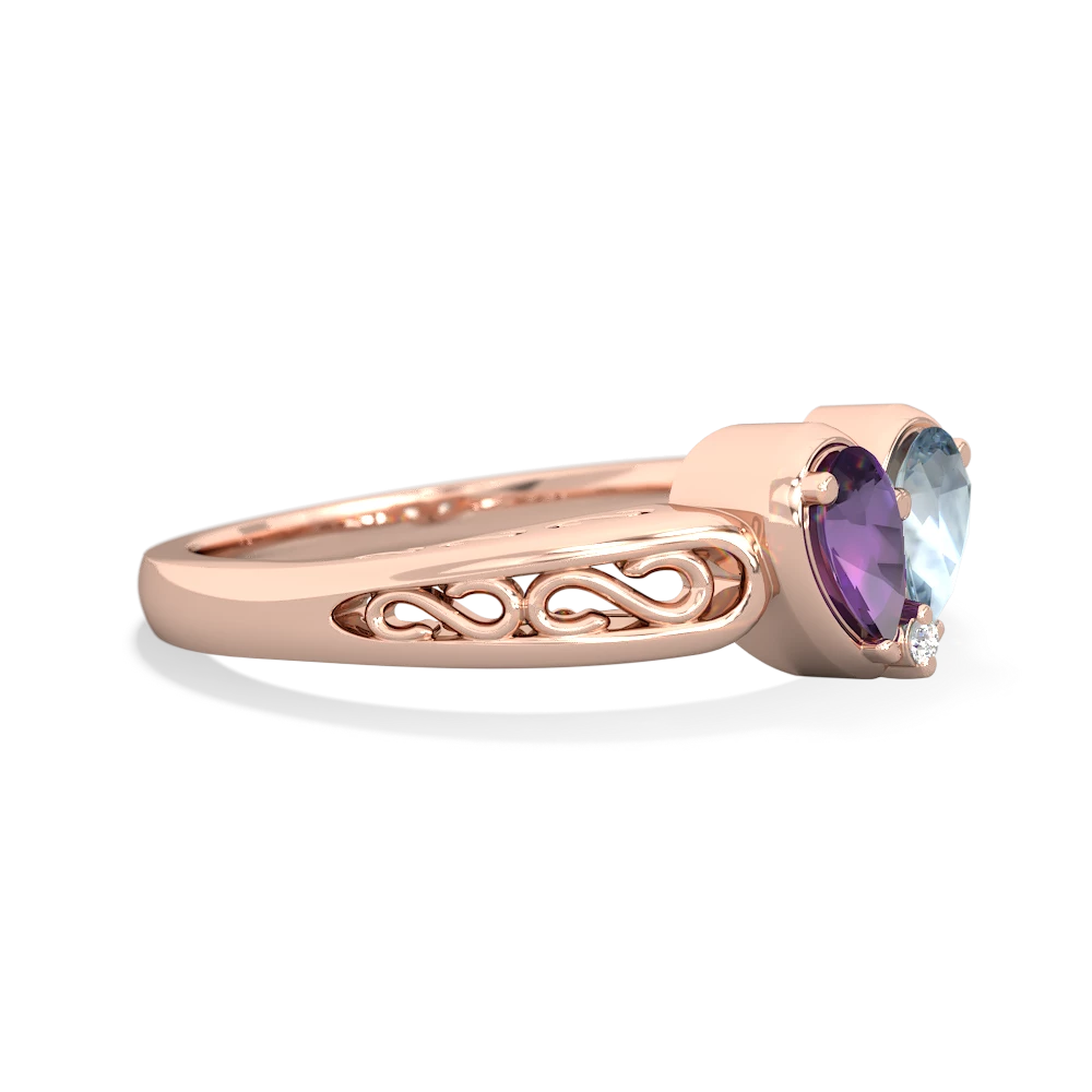 Amethyst Filligree 'One Heart' 14K Rose Gold ring R5070