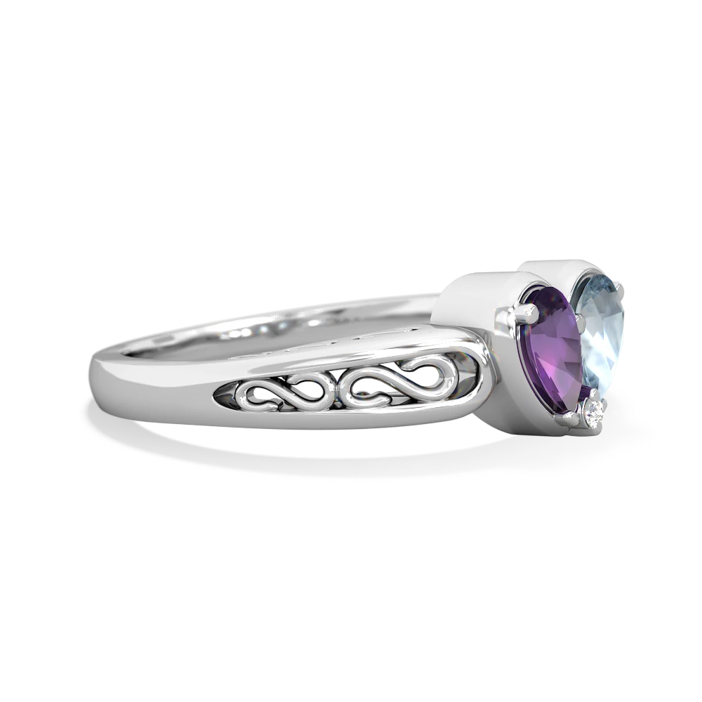 Amethyst Filligree 'One Heart' 14K White Gold ring R5070