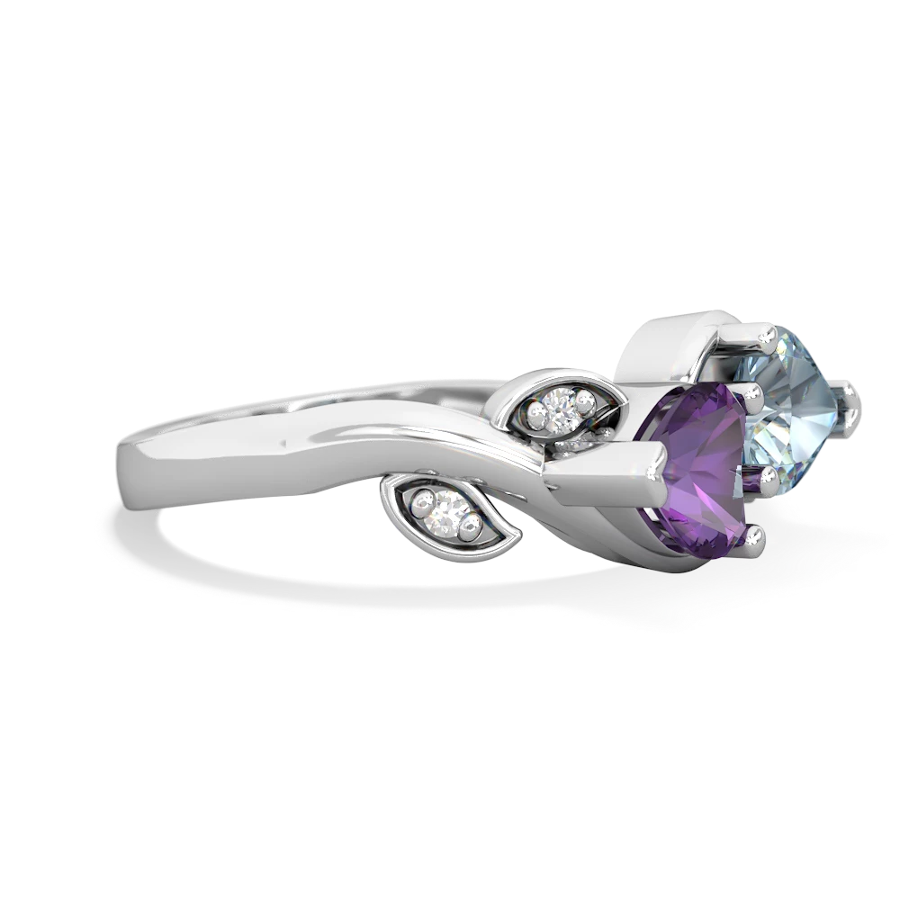 Amethyst Floral Elegance 14K White Gold ring R5790