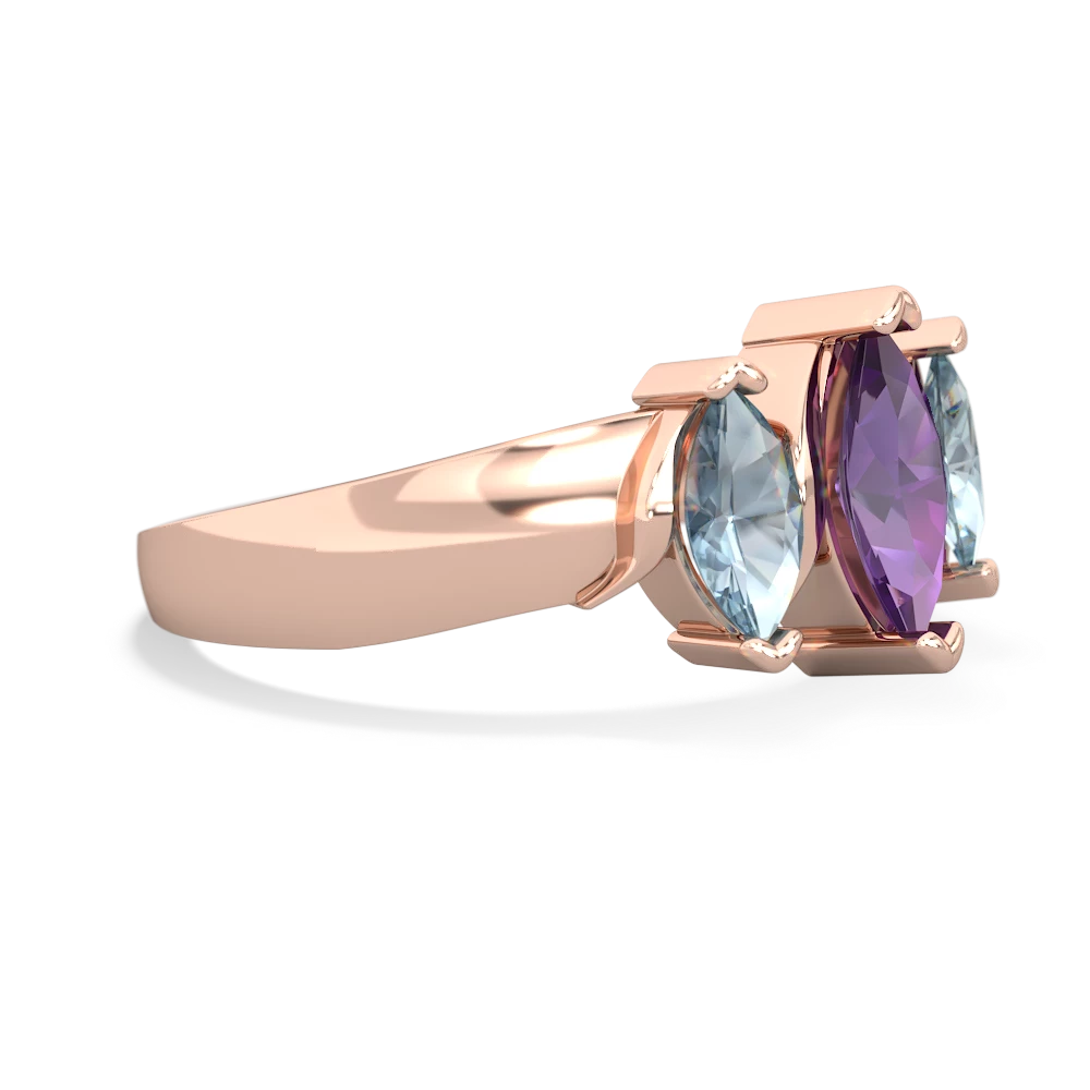 Amethyst Three Peeks 14K Rose Gold ring R2433