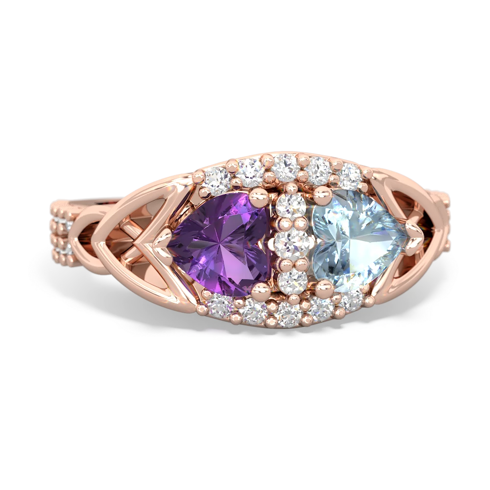 Amethyst Sparkling Celtic Knot 14K Rose Gold ring R2645