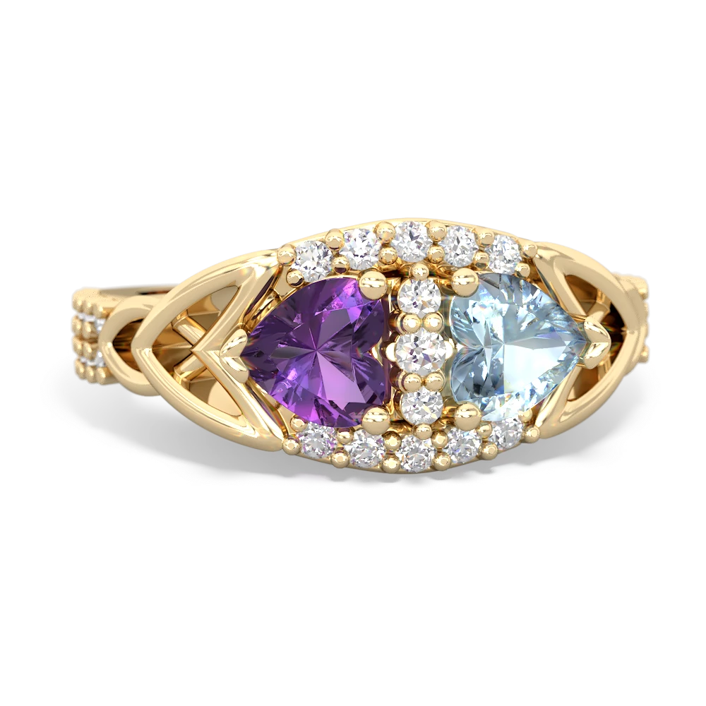 Amethyst Sparkling Celtic Knot 14K Yellow Gold ring R2645