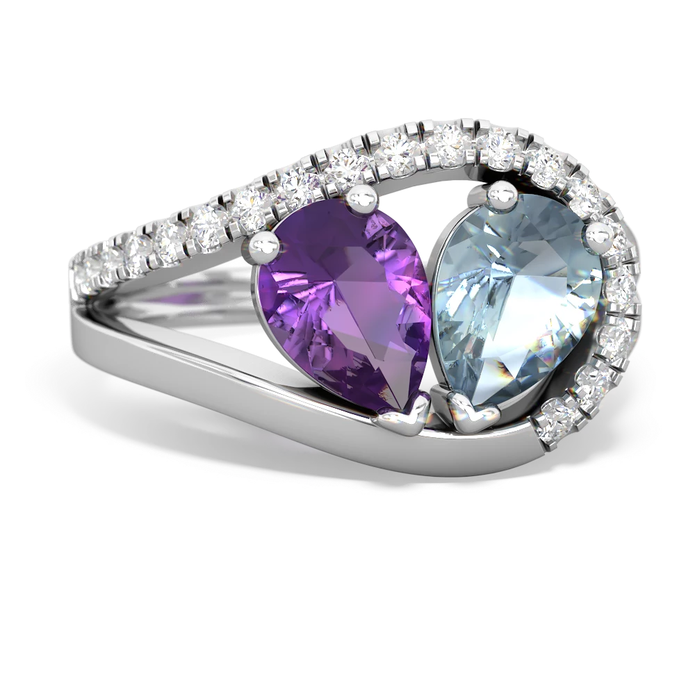 Amethyst Nestled Heart Keepsake 14K White Gold ring R5650