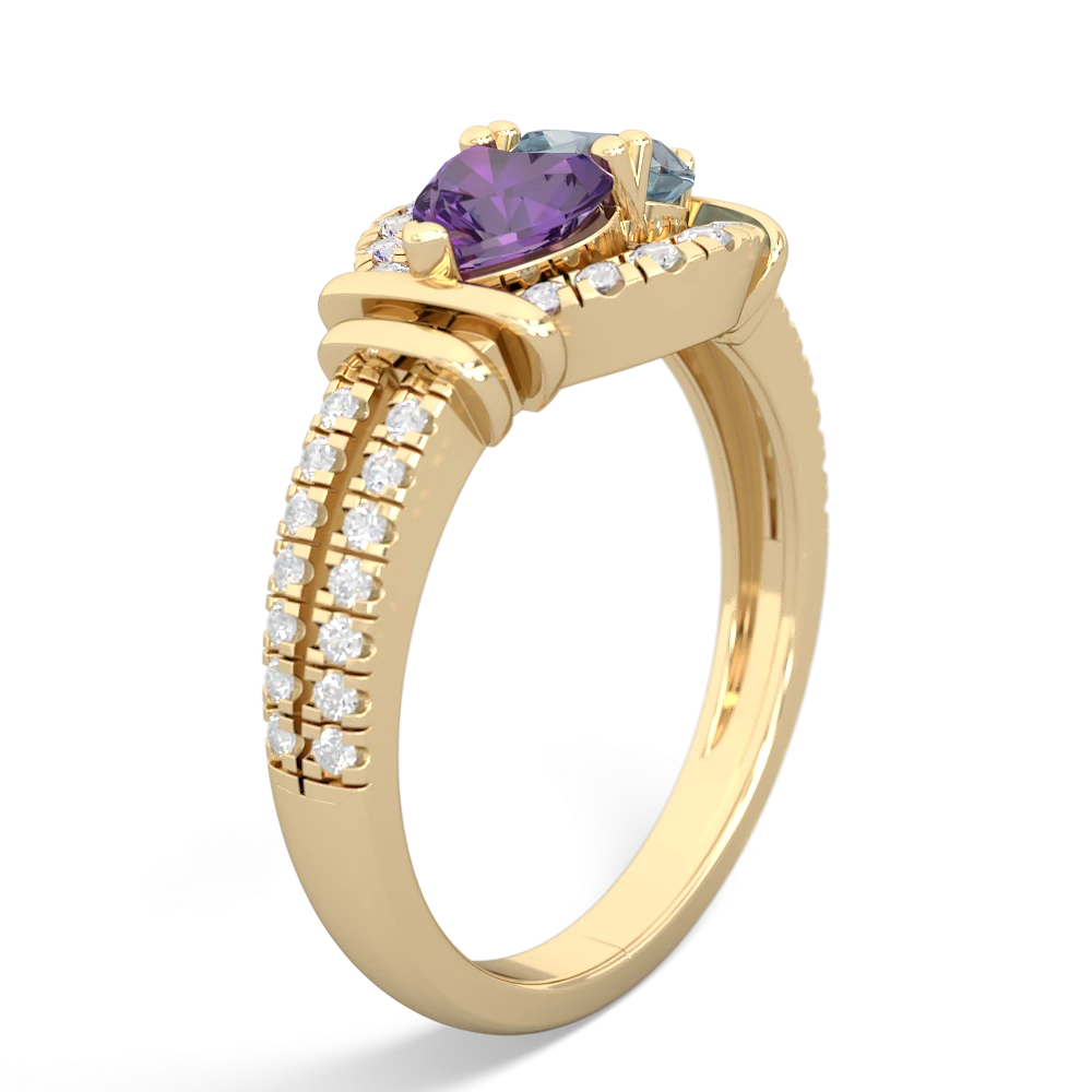 Amethyst Art-Deco Keepsake 14K Yellow Gold ring R5630