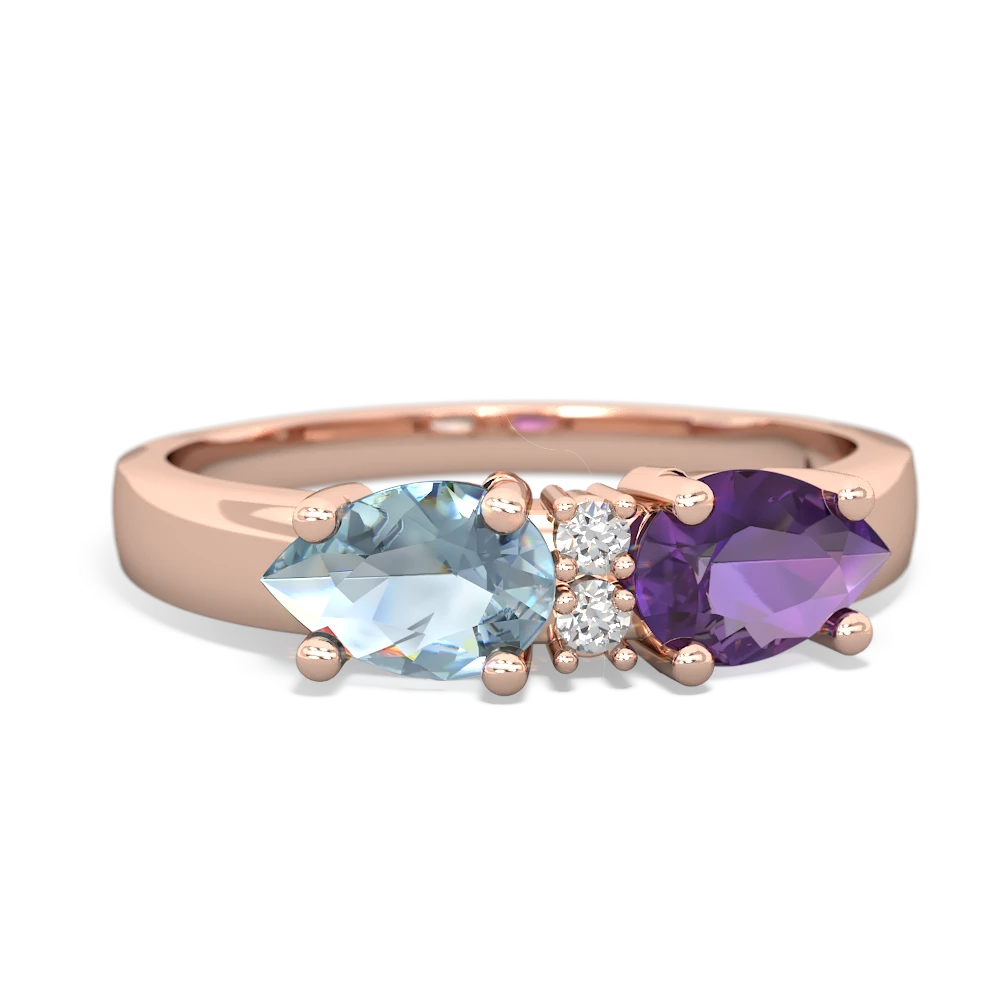 Amethyst Pear Bowtie 14K Rose Gold ring R0865