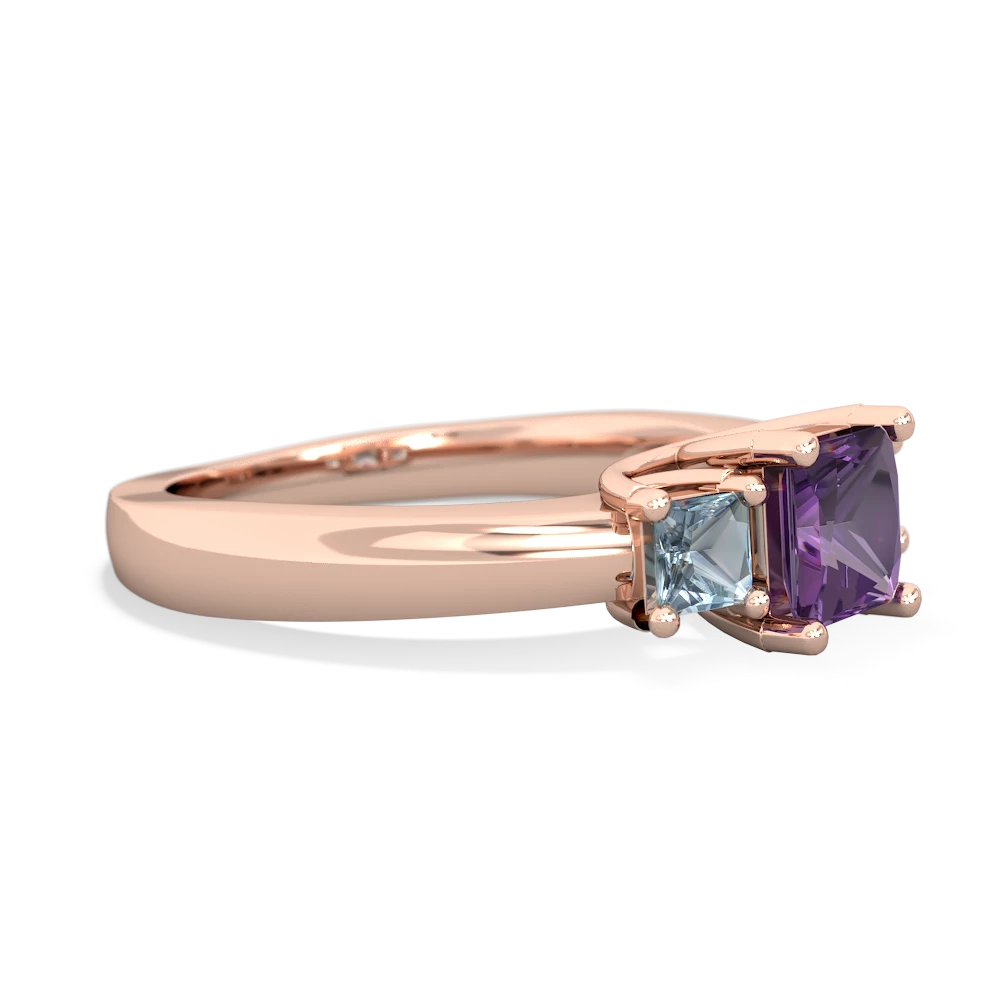 Amethyst Three Stone Trellis 14K Rose Gold ring R4015