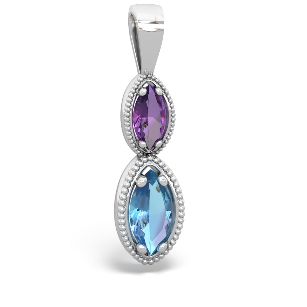 Amethyst Antique-Style Halo 14K White Gold pendant P5700