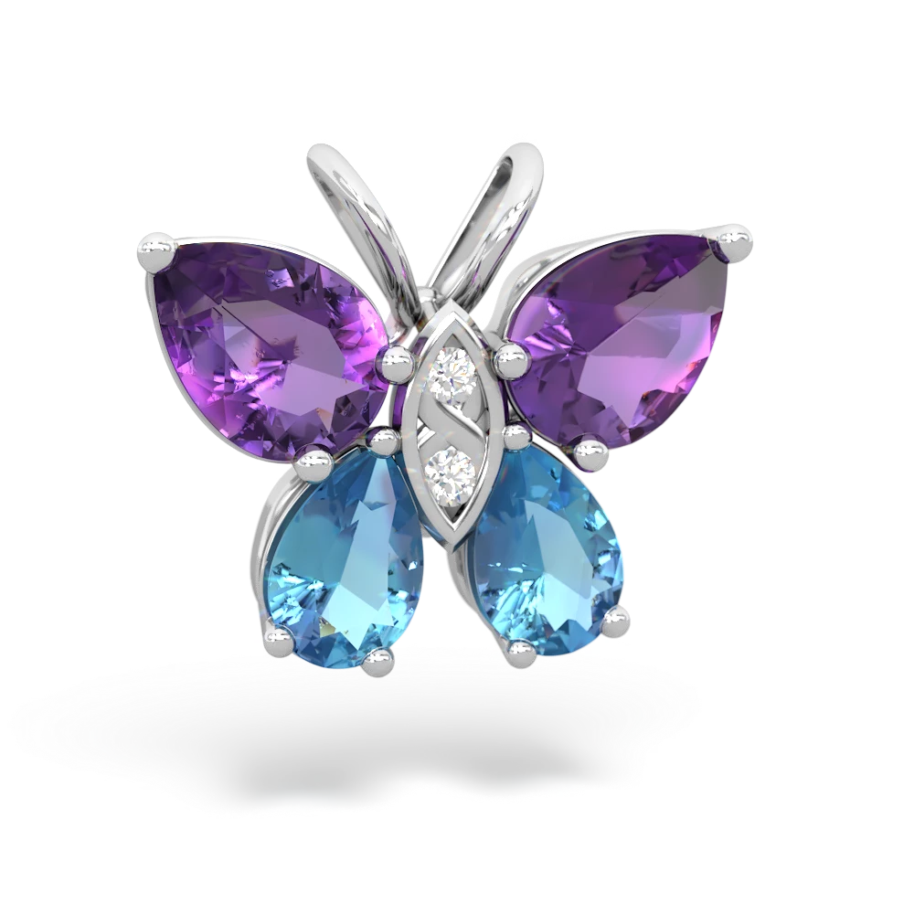 Amethyst Butterfly 14K White Gold pendant P2215