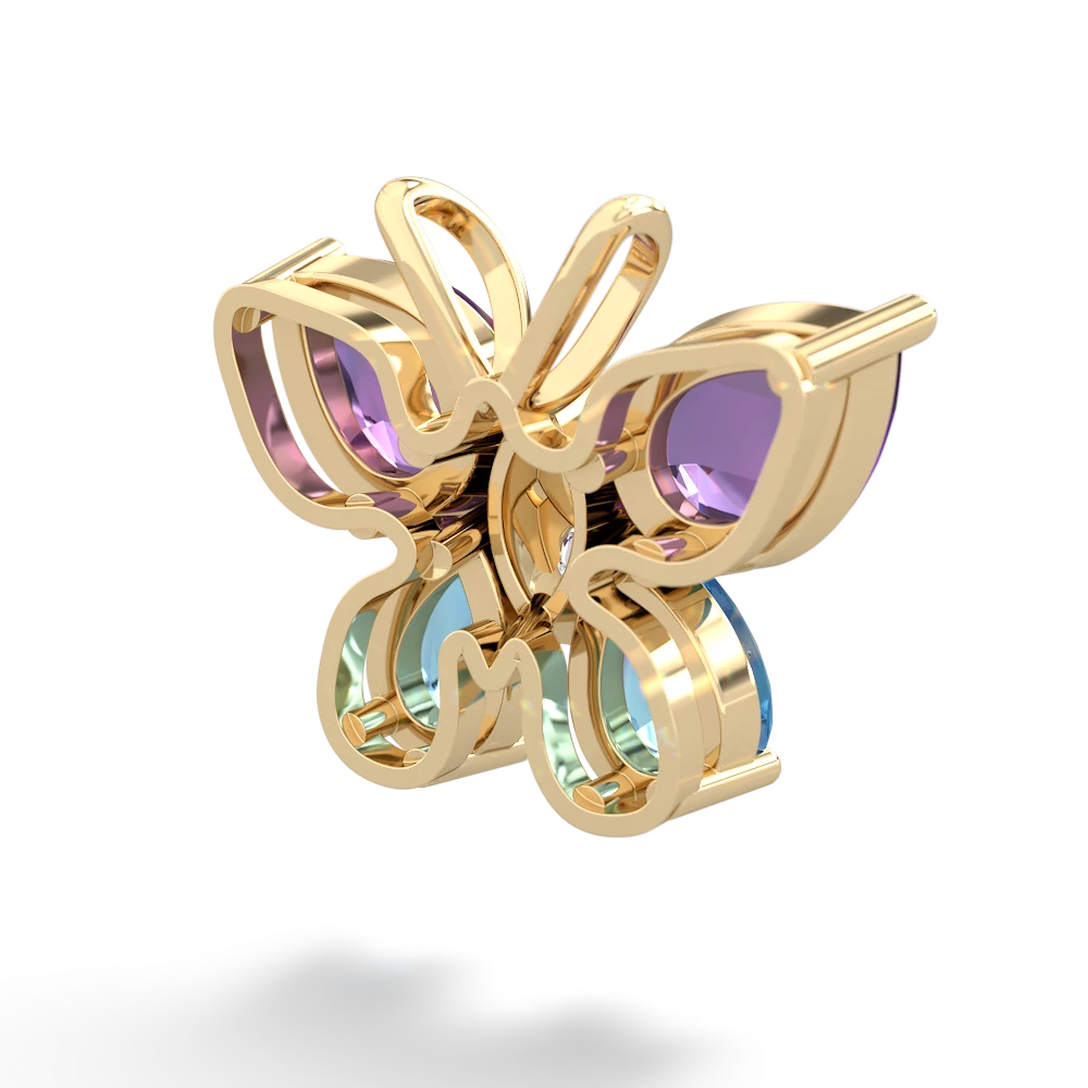 Amethyst Butterfly 14K Yellow Gold pendant P2215