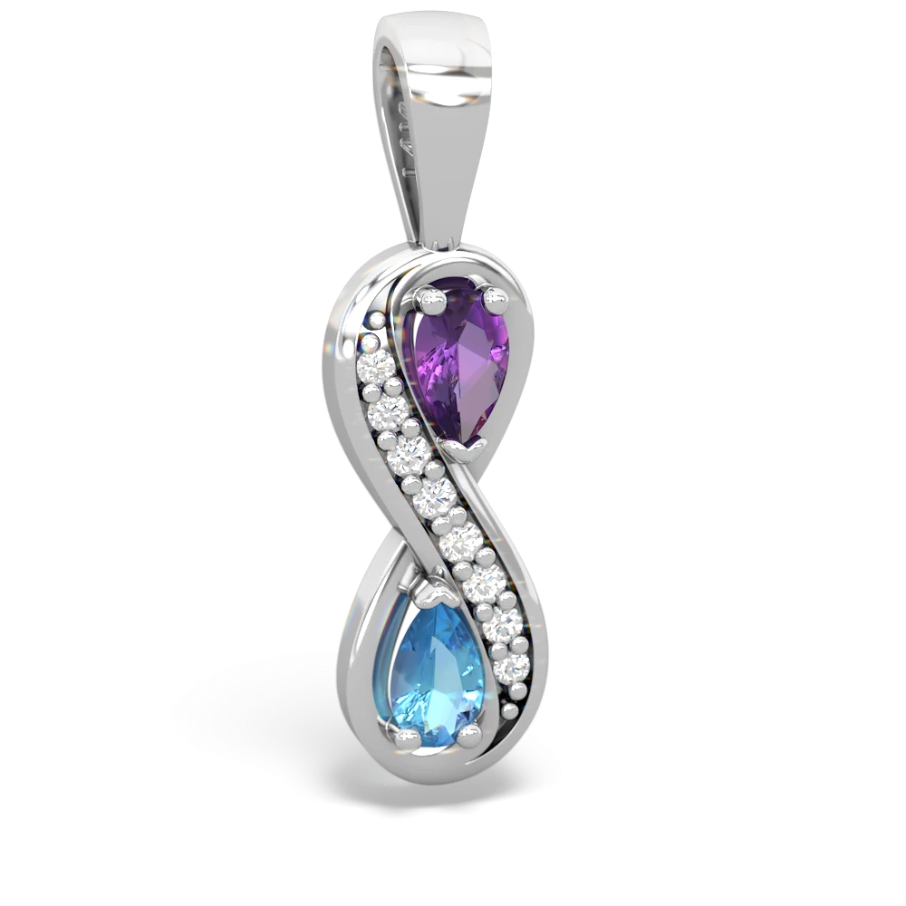 Amethyst Diamond Infinity 14K White Gold pendant P5390