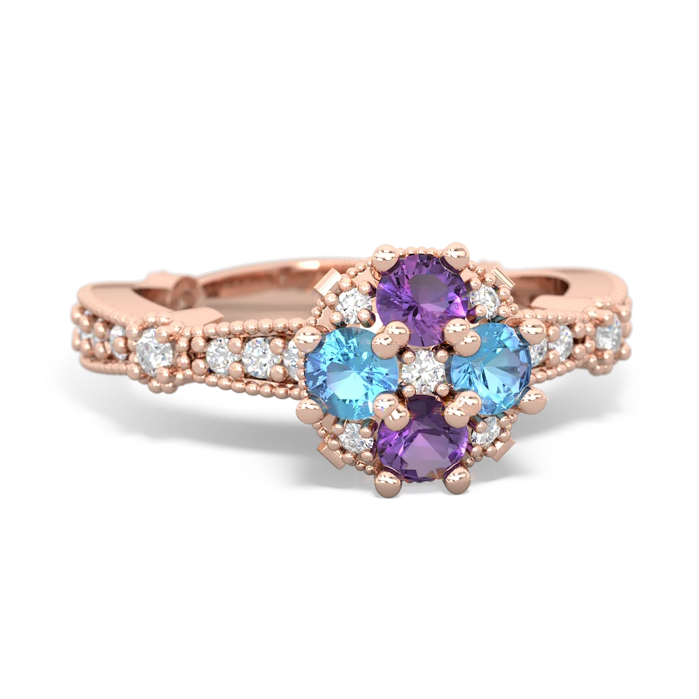 Amethyst Sparkling Tiara Cluster 14K Rose Gold ring R26293RD